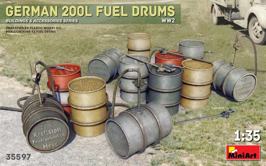 Miniart Models 35597 1/35 WWII German 200L Fuel Drum Set (12)
