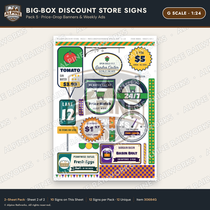 Alpine Railworks 30684G G Scale Big-Box Discount Store Signs