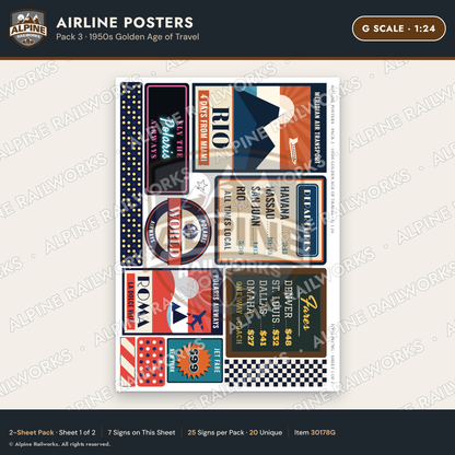 Alpine Railworks 30178G G Scale Airline Posters - Golden Age of Travel