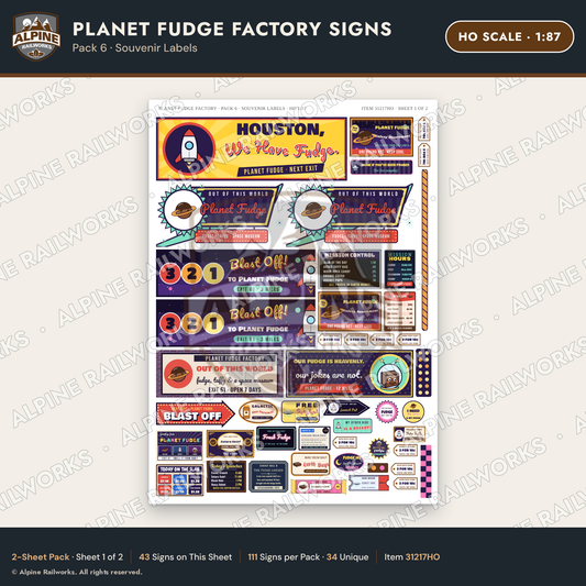 Alpine Railworks 31217HO HO Scale Fudge Factory Signs - Souvenirs