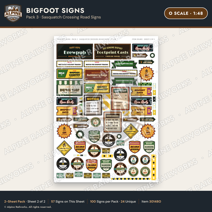 Alpine Railworks 30148O O Scale Bigfoot Signs