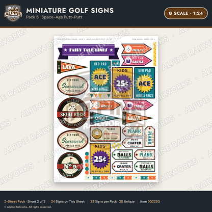 Alpine Railworks 30222G G Scale Miniature Golf Signs