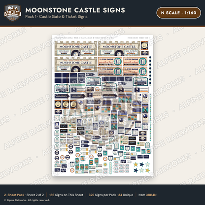 Alpine Railworks 31014N N Scale Roadside Signs - Stone Castle