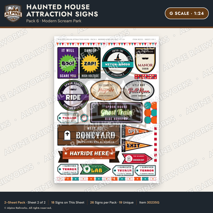 Alpine Railworks 30235G G Scale Haunted House Attraction Signs