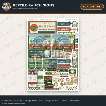 Alpine Railworks 31128HO HO Scale Roadside Signs - Reptile Zoo