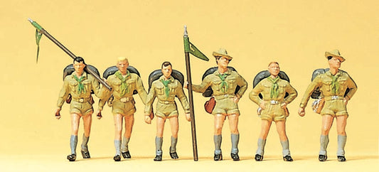 Preiser 10260 HO Scale Boy Scouts Figure Set pkg(6)