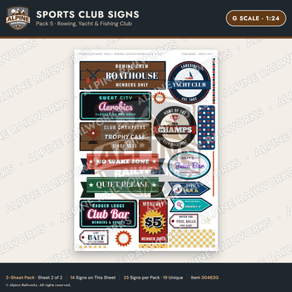 Alpine Railworks 30462G G Scale Sports Club Signs - Rowing & Yacht
