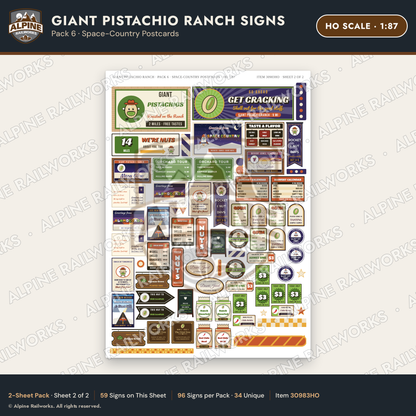 Alpine Railworks 30983HO HO Scale Roadside Signs - Giant Pistachio