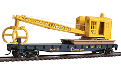 Walthers Trainline 931-1782 HO Flatcar with Logging Crane - Chessie