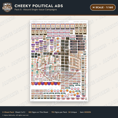 Alpine Railworks 30061N N Scale Cheeky Political Ads