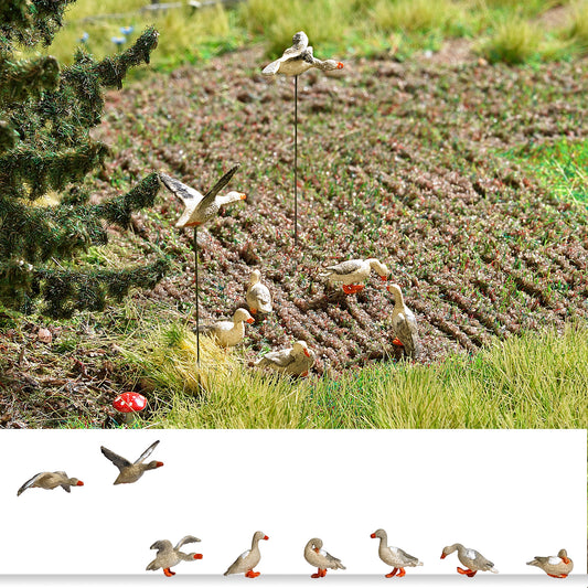 Busch 1196 HO Scale Wild Geese Figures, pkg(8)