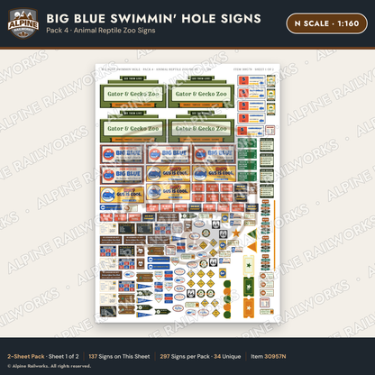 Alpine Railworks 30957N N Scale Roadside Attraction Signs - Blue Whale
