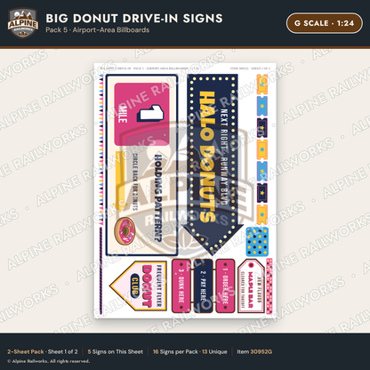Alpine Railworks 30952G G Scale Roadside Signs - Giant Donut Shop