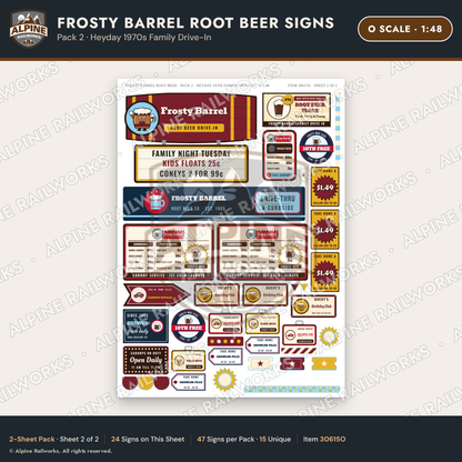 Alpine Railworks 30615O O Scale Fast Food Signs - Root Beer Drive-In