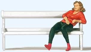 Preiser 28226 HO Scale Woman Sitting on Park Bench Individual Figure