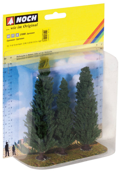 Noch 21998 All Scale Cypress Trees, 10/11/13 cm, Set of 3