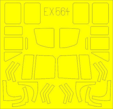 Eduard EX564 1/48 Mask UH1D for KTY Canopy Mask Set