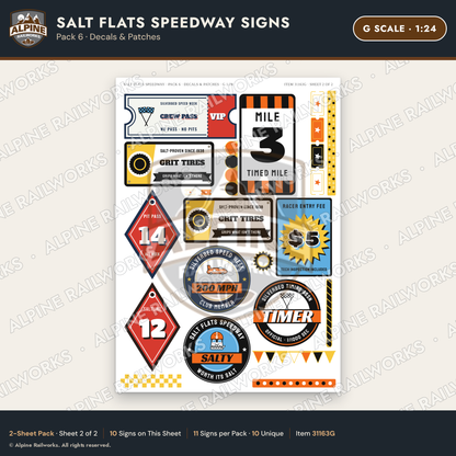 Alpine Railworks 31163G G Scale Racing Signs - Salt Flats Speedway