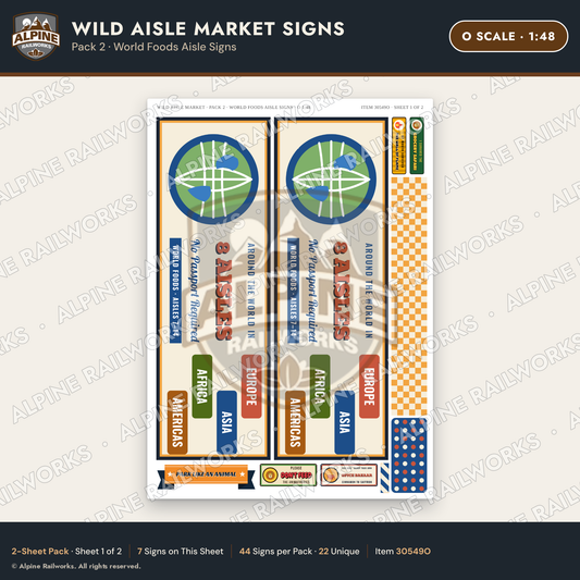 Alpine Railworks 30549O O Scale Roadside Signs - Jungle Grocery Store
