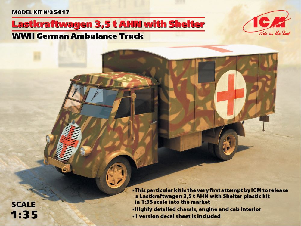 ICM Models 35417 1/35 WWII German Lastkraftwagen 3,5-Ton AHN Ambulance