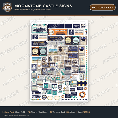 Alpine Railworks 31018HO HO Scale Roadside Signs - Stone Castle