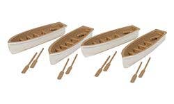 Walthers SceneMaster 949-4163 HO Row Boat 4-Pack, White & Tan