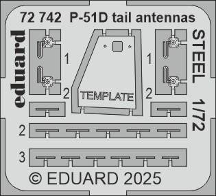 Eduard 72742 1/72 P-51D Tail Antennas STEEL Photo Etched Set for Kit
