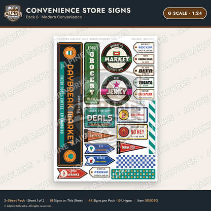Alpine Railworks 30505G G Scale Convenience Store Signs