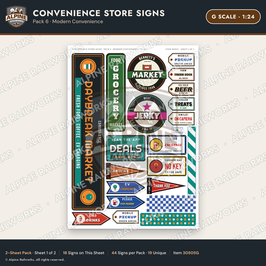 Alpine Railworks 30505G G Scale Convenience Store Signs
