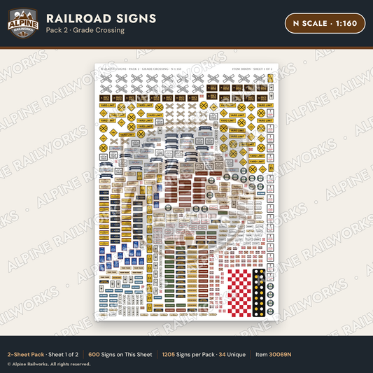 Alpine Railworks 30069N N Scale Railroad Signs - Grade Crossing