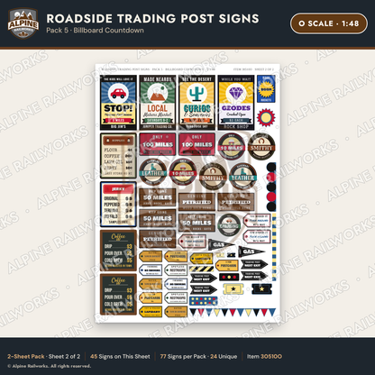 Alpine Railworks 30510O O Scale Roadside Trading Post Signs