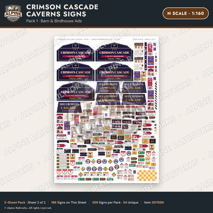 Alpine Railworks 30792N N Scale Roadside Attraction Signs - Caverns