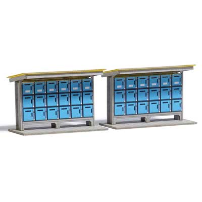 Busch 1845 HO Scale Parcel Delivery Lockers - Laser-Cut Kit -- Includes 2 Locker