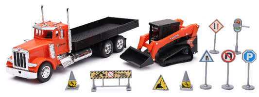 New Ray SS-34023A 1/32 Scale Kubota Roadwork Playset: Playset Includes: Peterbilt 379 Flatbed