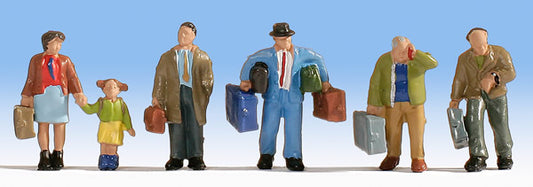 Noch 15224 HO Scale Travelers w/Luggage -- Set #2 pkg(6)
