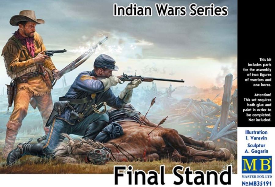 Master Box Models 35191 1/35 Final Stand US Cavalry Soldier, Frontiersman & Down