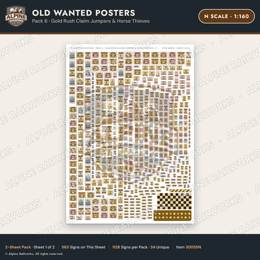 Alpine Railworks 30055N N Scale Old Wanted Posters