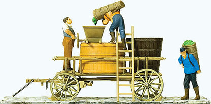 Preiser 30398 HO Scale Wine Wagon Standing w/Vat & Grape Press Details