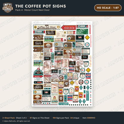 Alpine Railworks 30891HO HO Scale Roadside Signs - Coffee Pot Diner