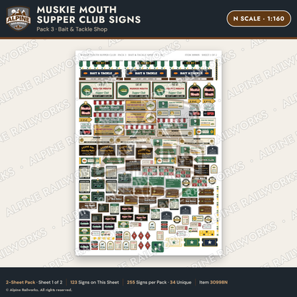 Alpine Railworks 30998N N Scale Roadside Attraction Signs - Giant Fish