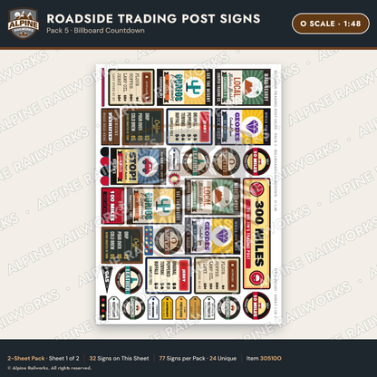 Alpine Railworks 30510O O Scale Roadside Trading Post Signs