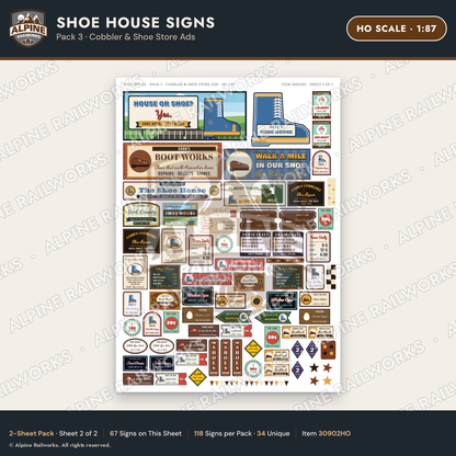 Alpine Railworks 30902HO HO Scale Roadside Signs - Shoe House
