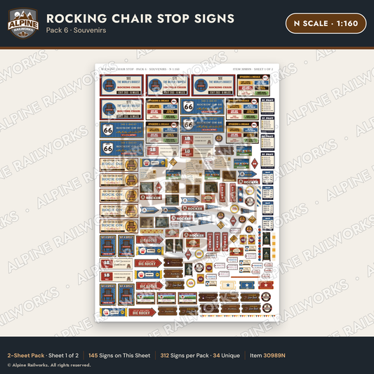 Alpine Railworks 30989N N Scale Roadside Signs - Giant Rocking Chair