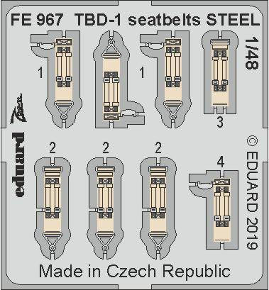 Eduard FE967 1/48 TBD-1 Seatbelts Steel for Great Wall Hobby