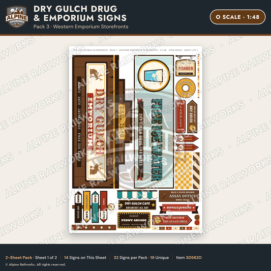 Alpine Railworks 30562O O Scale Roadside Signs - Western Drug Store