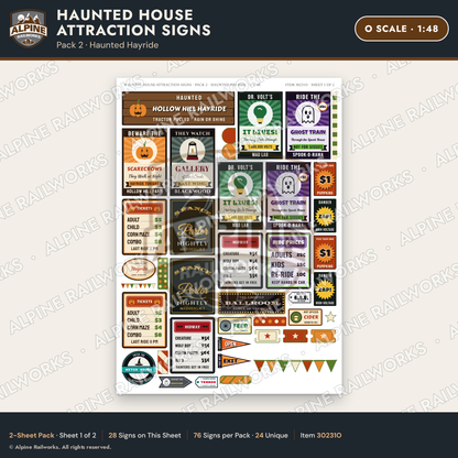 Alpine Railworks 30231O O Scale Haunted House Attraction Signs