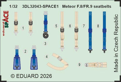 Eduard 3DL32043 1/32 Meteor F.8/FR.9 Seatbelts SPACE SPACE for REVELL