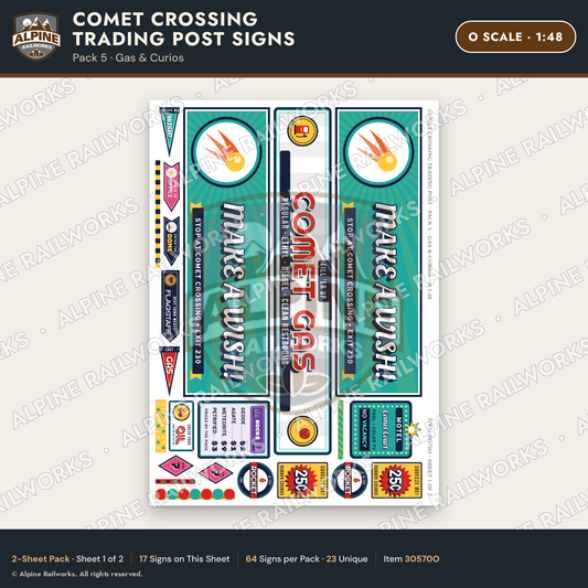 Alpine Railworks 30570O O Scale Roadside Signs - Meteor Trading Post