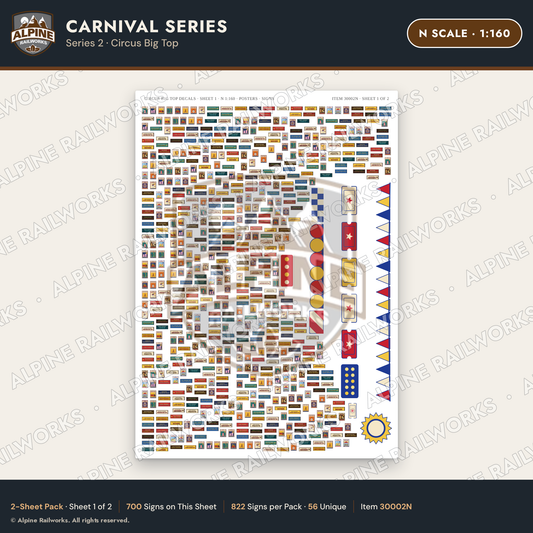 Alpine Railworks 30002N N Scale Carnival Signs - Circus Big Top