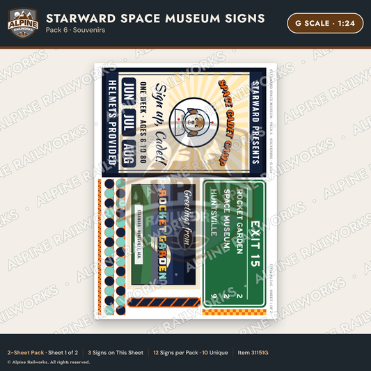 Alpine Railworks 31151G G Scale Roadside Signs - Space Museum
